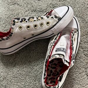 Converse White and Leopard Print Women's Shoes